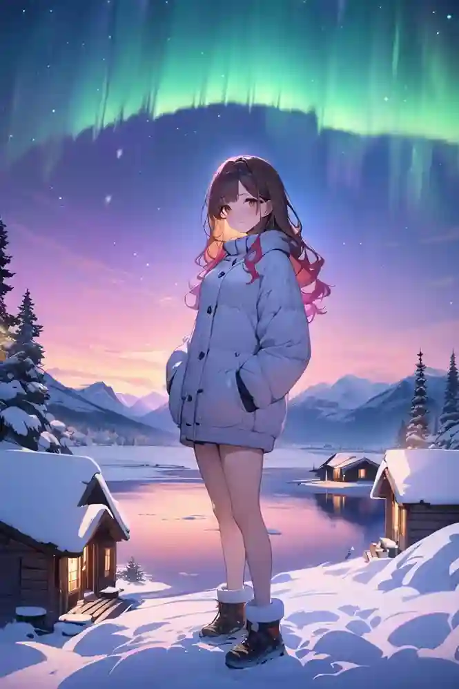 Girl in snow full body image