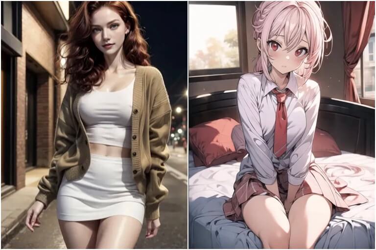 A wide range of realistic or anime AI girls