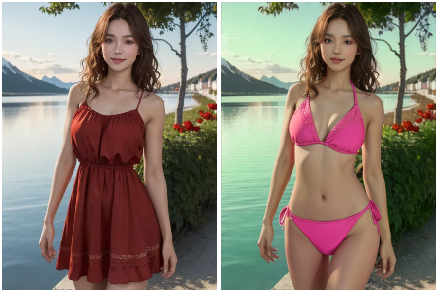 change dress into bikini