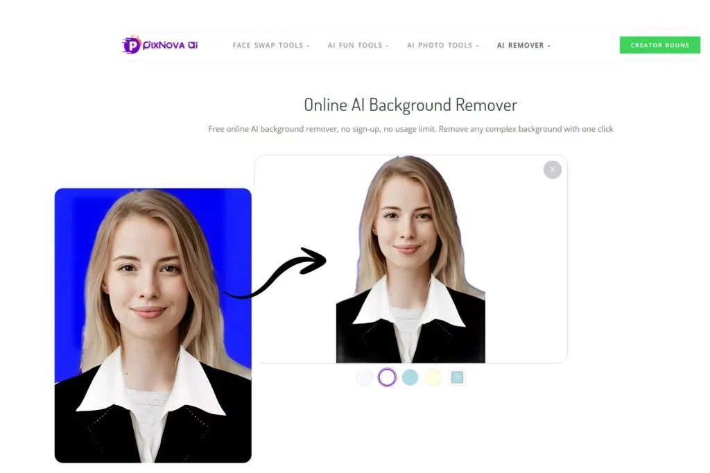 make white background ID photos with PixNova