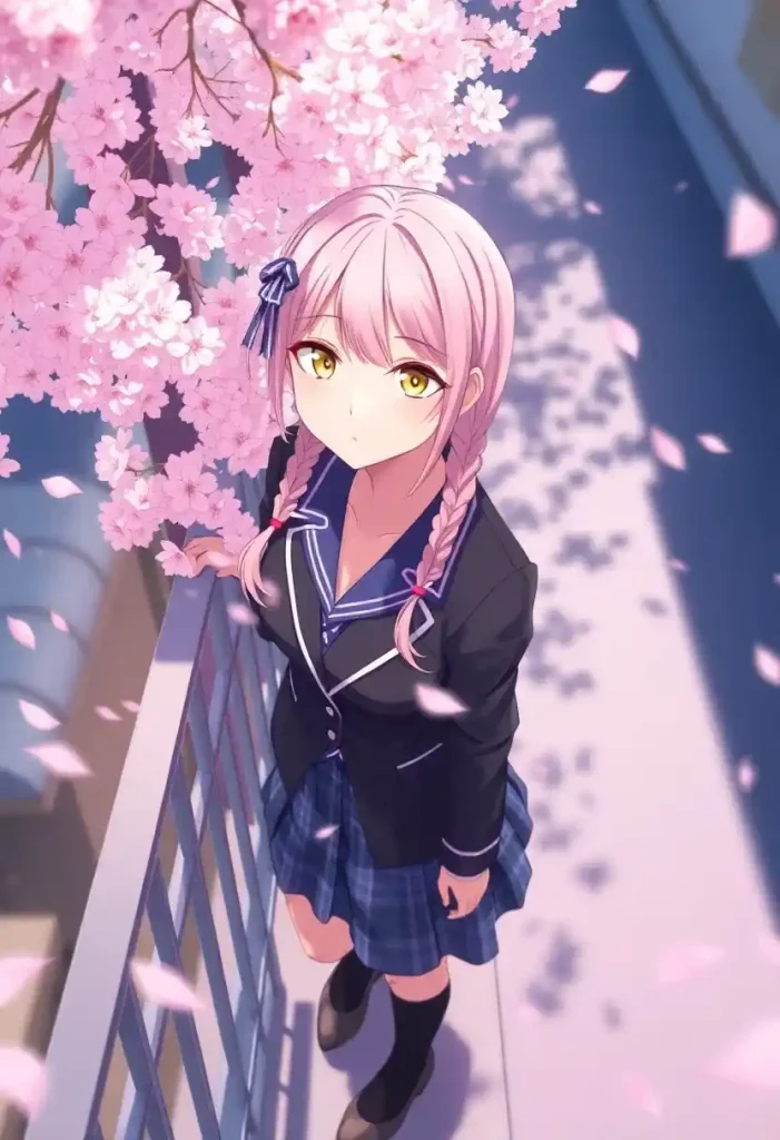 anime girl under cherry tree