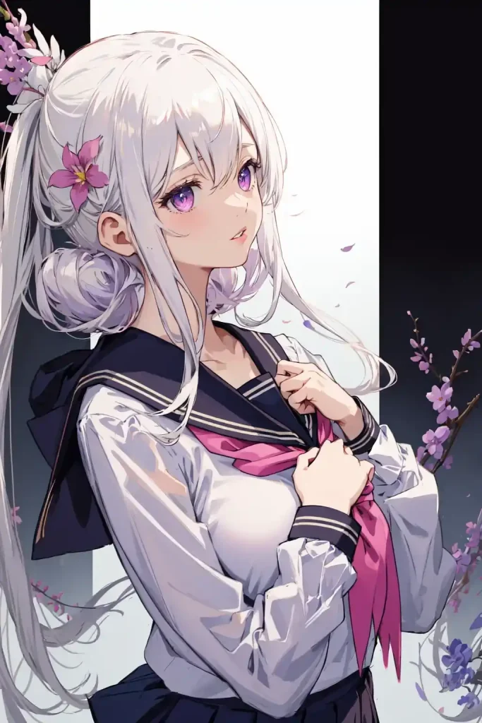 anime girl with white hair