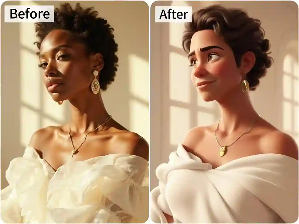turn portrait to disney pixar art