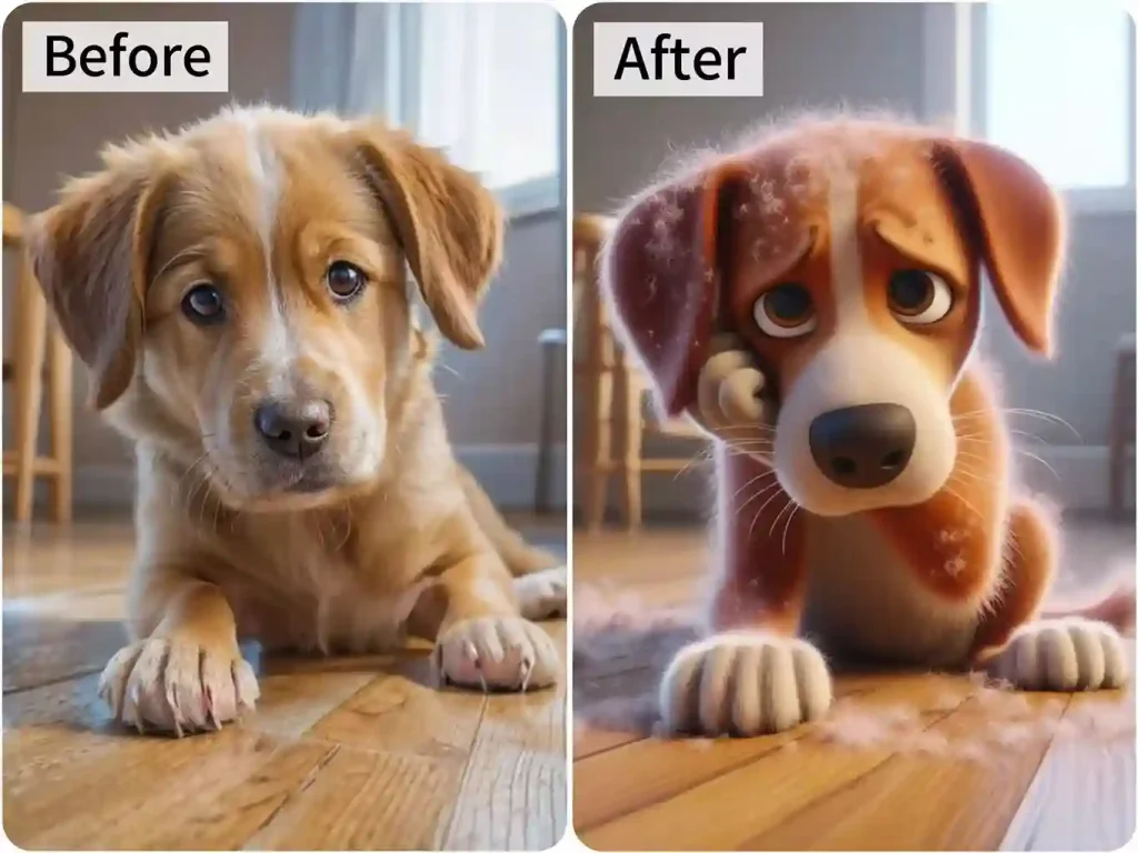 turn realistic dog to disney pixar style