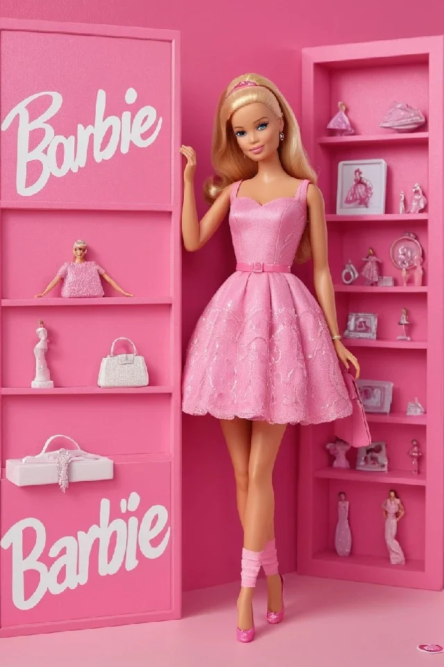 Barbie in a display window