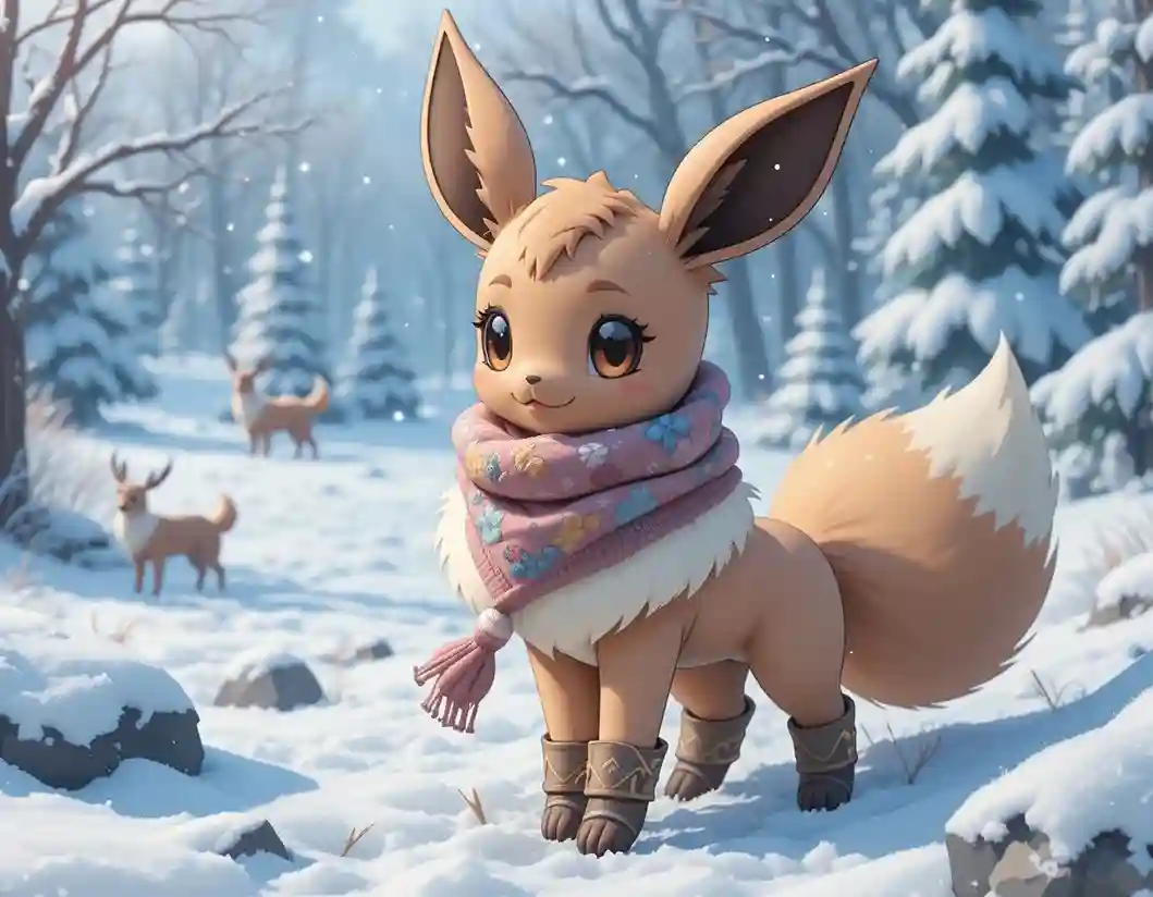 Eevee in a snowy landscape