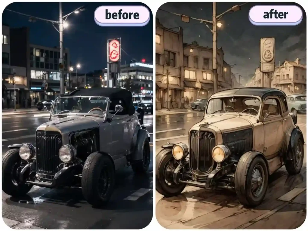 Turn car to anime