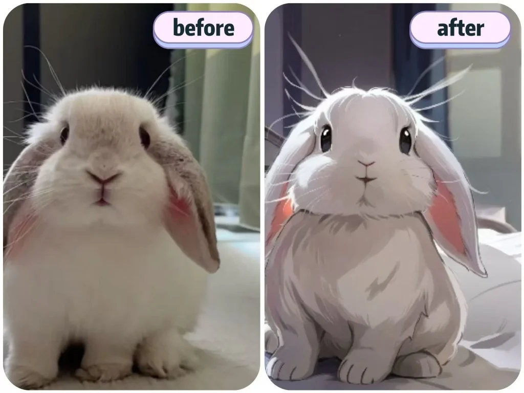 Turn rabbit to anime