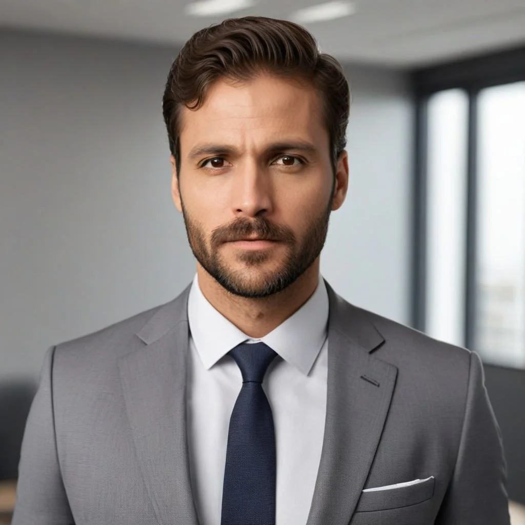 Gray suit ai headshot for man