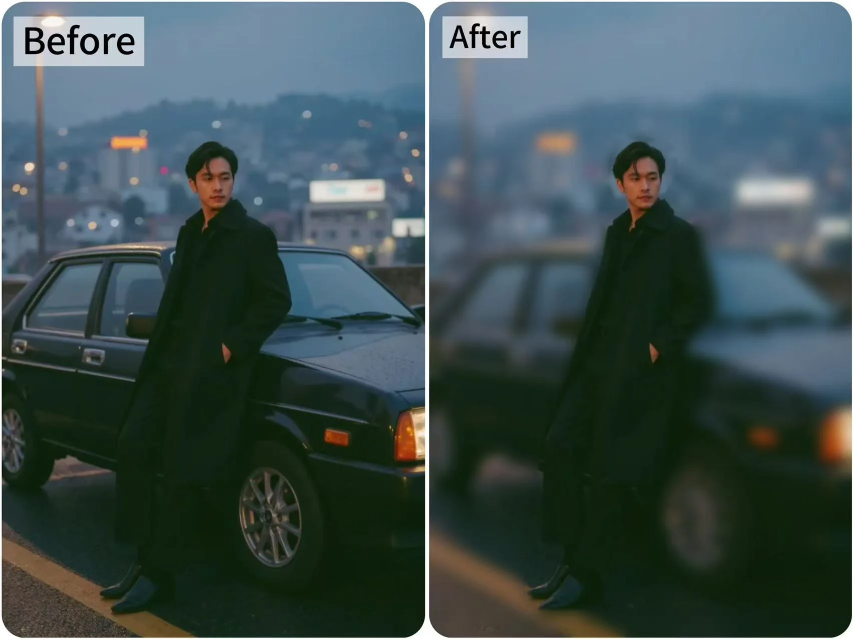 Blur the portrait background to add a sense of atmosphere