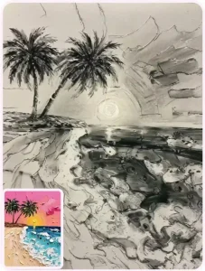 convert 3D art to sketch