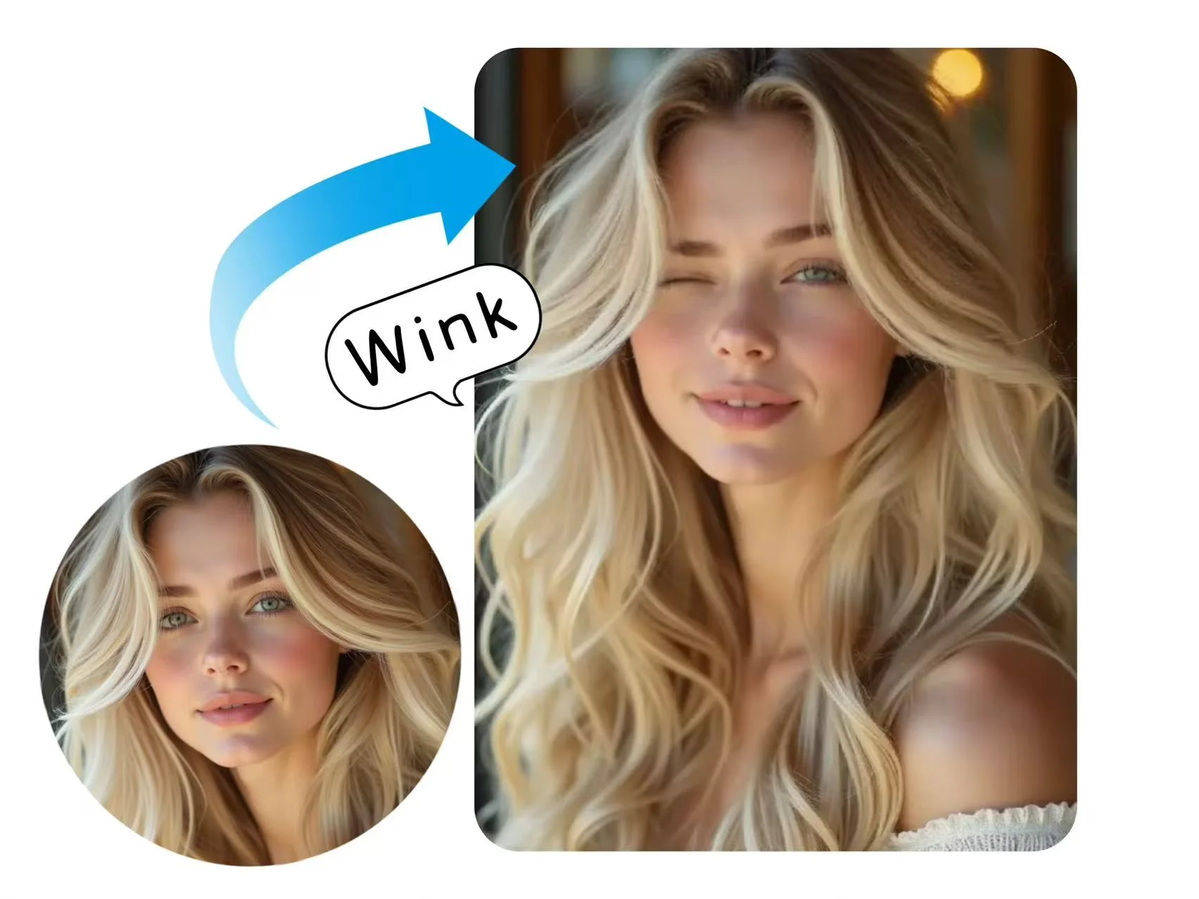 Make photos wink with AI face expression changer