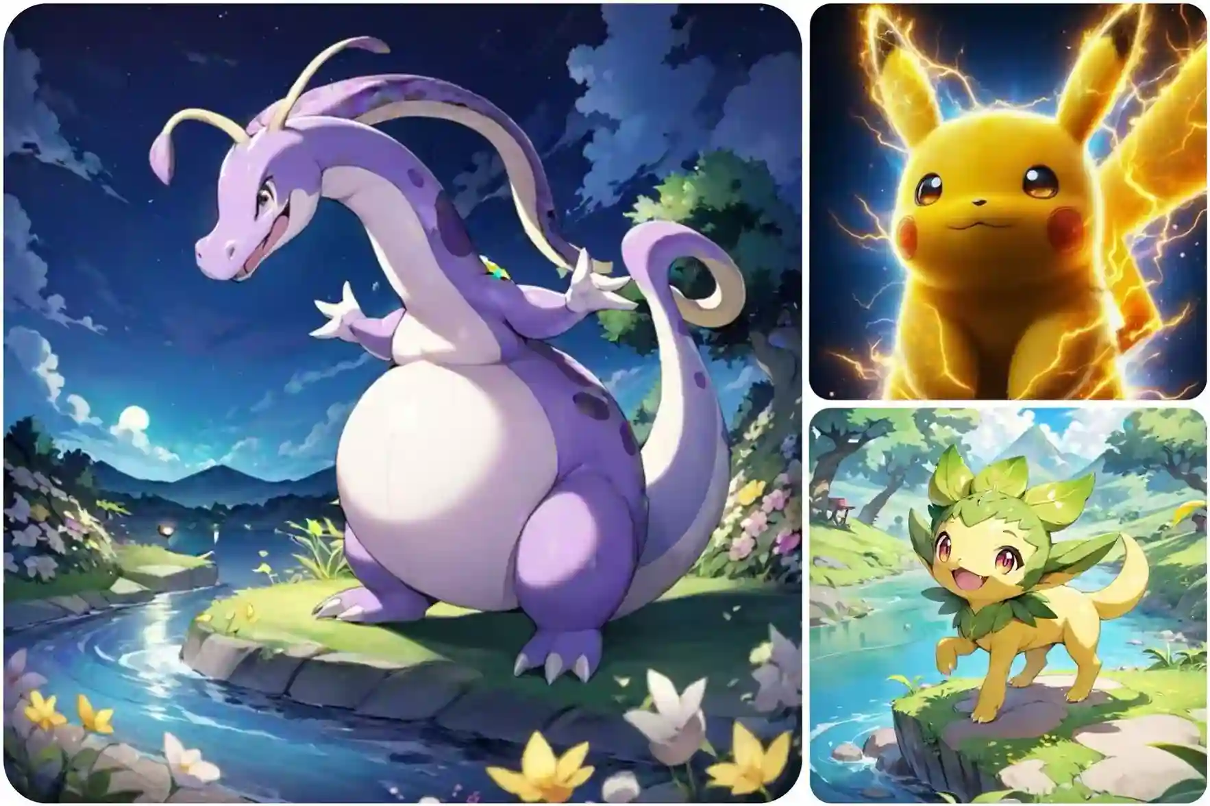 diverse pokemon art from text