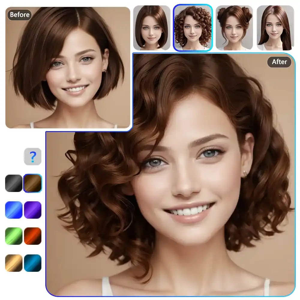 choose curly hair with AI hairstyle changer