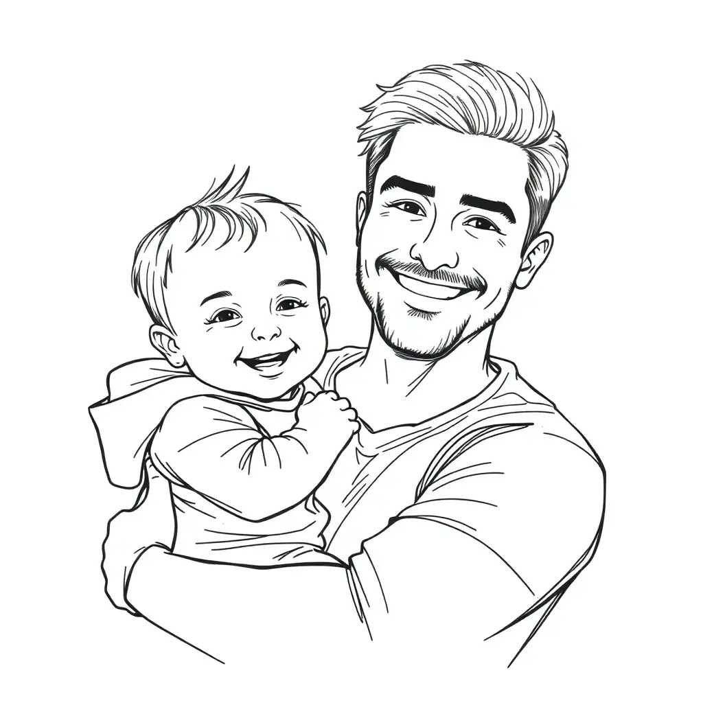 sketch of a man with a baby