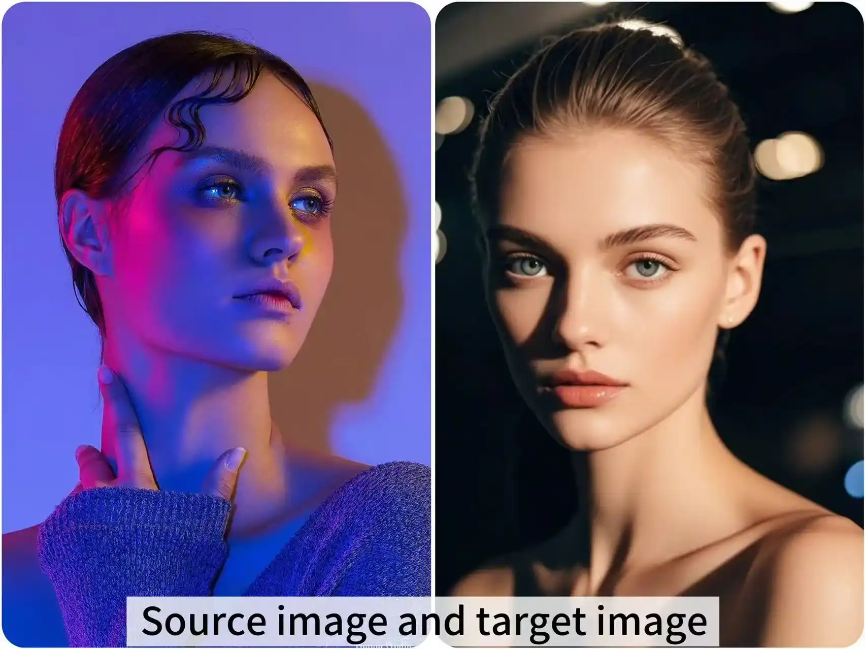 Inconsistent lighting between source image and target image