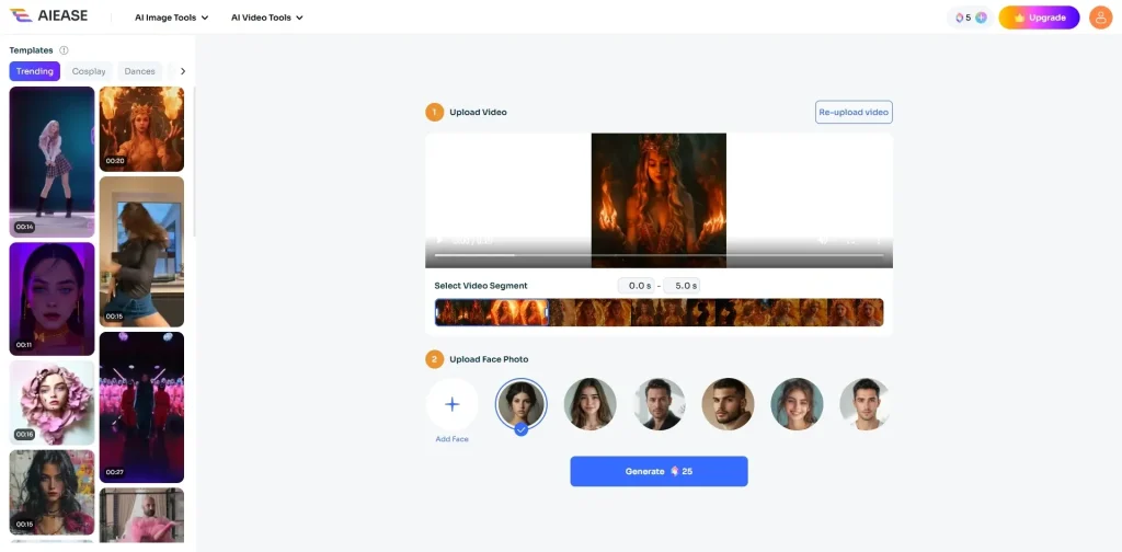 AIEASE video face swap