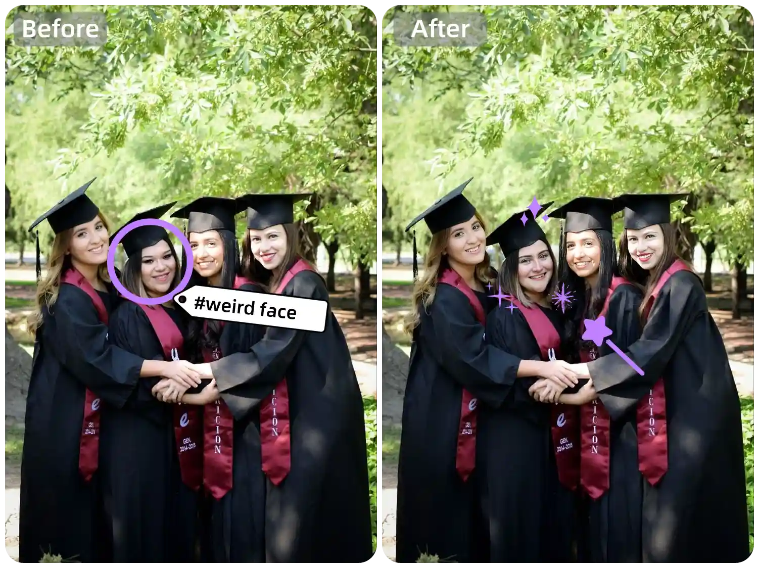 Graduation photo how to multiple faces swap