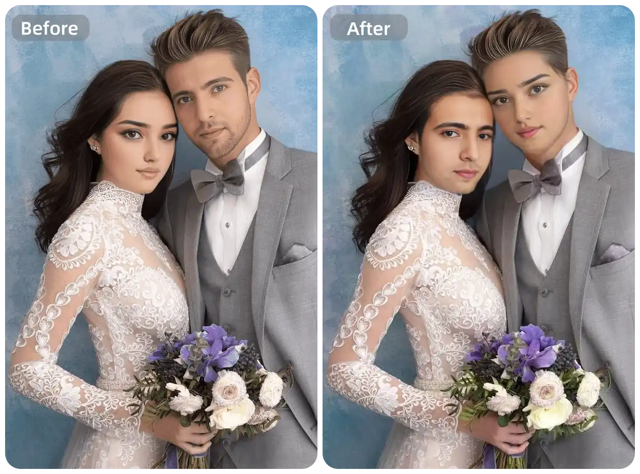 wedding photo face swap