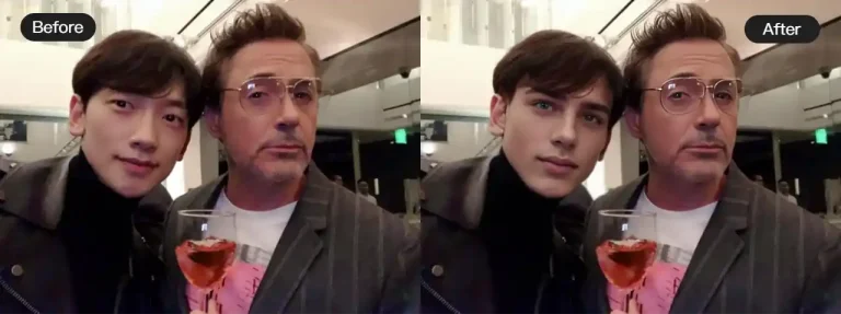 Before and after AI face swap