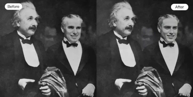 Before and after AI face swap