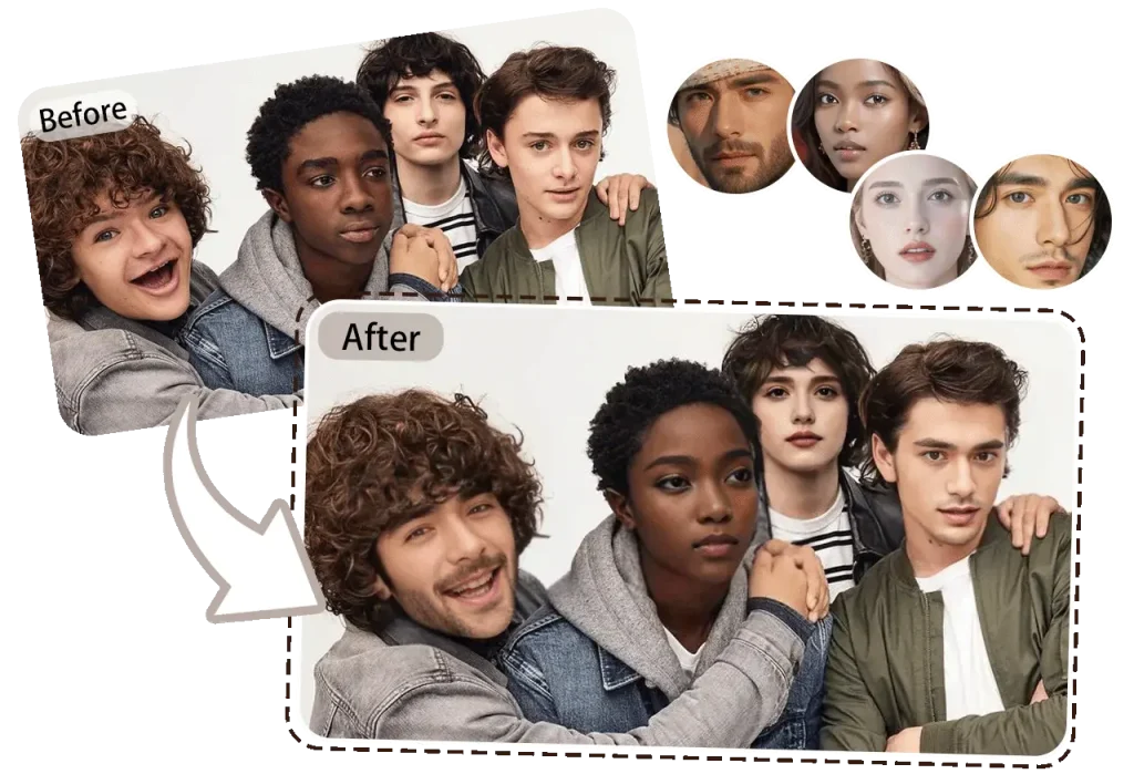 Échange de visages multiple gratuit en ligne