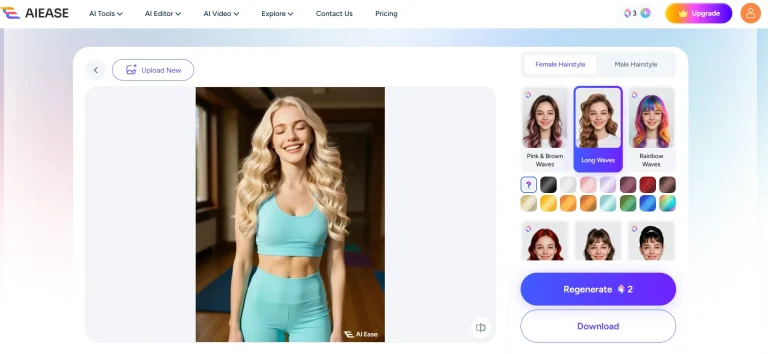 The interface of AI Hairstyle Changer on AIEase