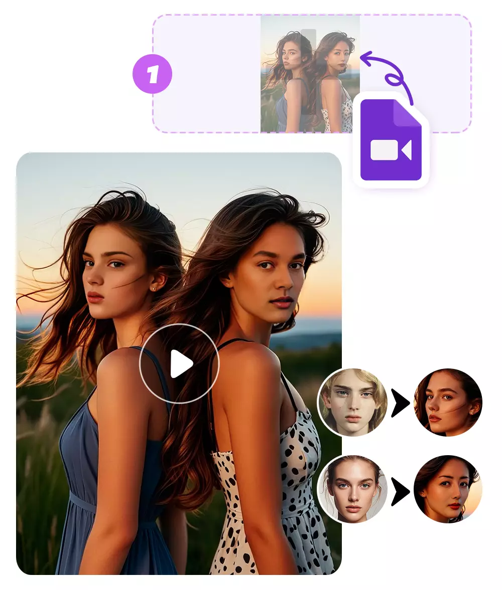 Swapping Multiple Faces in A Video with 3 Simple Steps