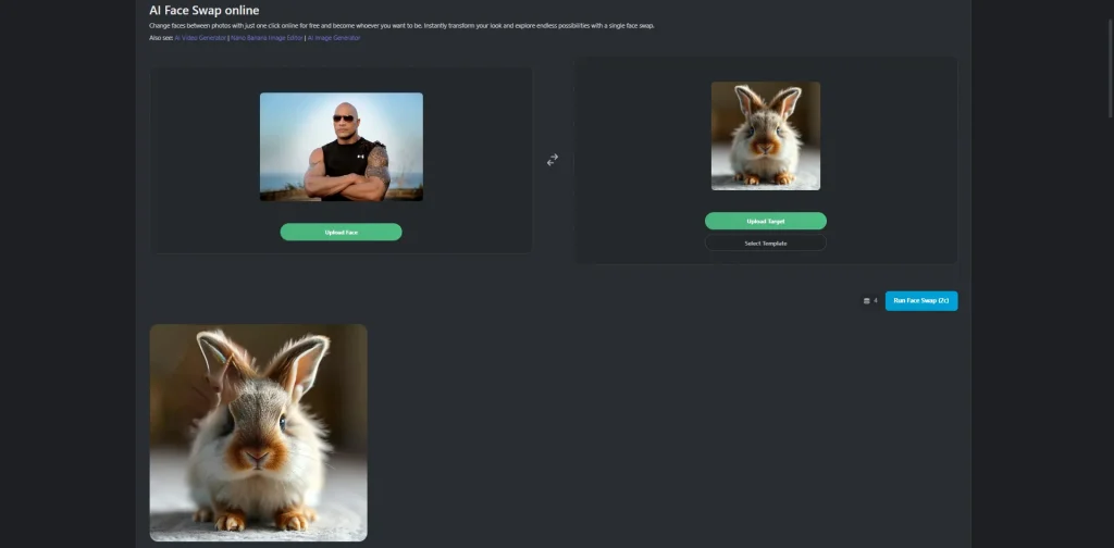Animal face swap result created with Pixlr showing a simple and clean transformation